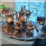 S03. Silverplate tea set.